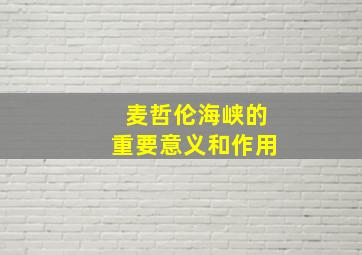 麦哲伦海峡的重要意义和作用